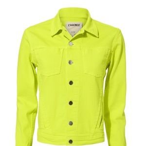 L'AGENCE JANELLE SLIM-FIT RAW HEM DENIM JACKET